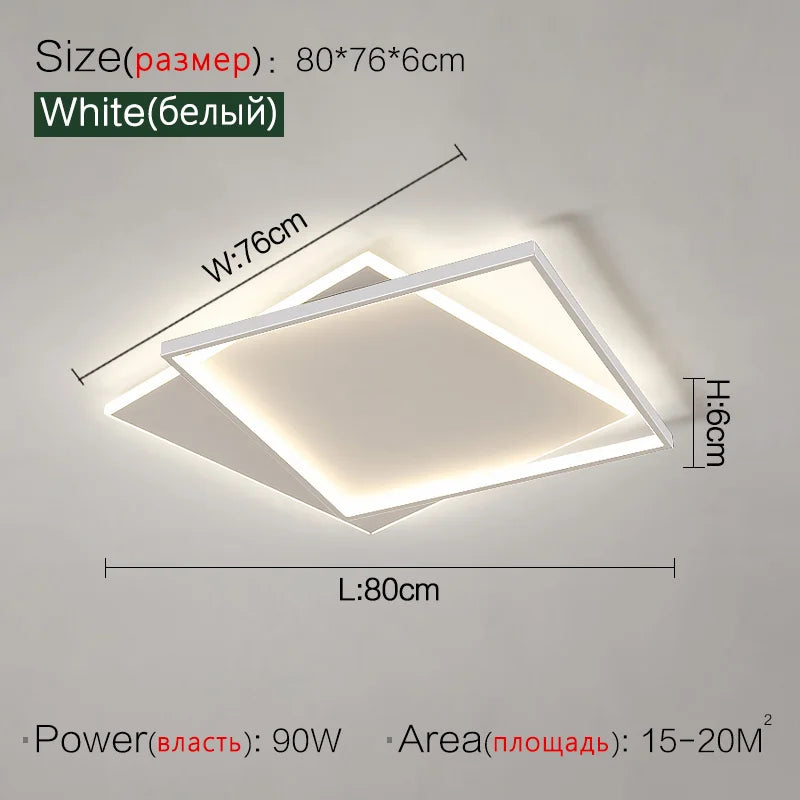 Square Minimalist Ultra-Thin Ceiling Lamp for Bedroom Living Room Modern Nordic Lighting