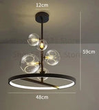 Glass Ball LED Chandelier: Modern Long Pendant Lighting for Living Room and Shop