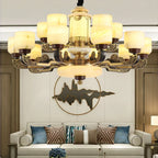 All Copper Jade Chandelier | Chinese Style Living Room Dining Room Lighting