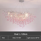 Kids' Pink Crystal Chandelier: Colorful Chrome Ceiling Light for Girls' Bedroom