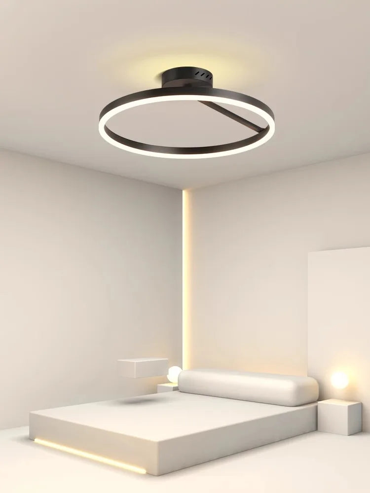 Nordic Minimalism LED Ceiling Chandelier in White/Black Aluminum