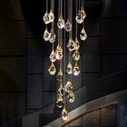 Diamond Crystal Chandelier: Luxury Gold LED Lighting for Staircase & Living Room