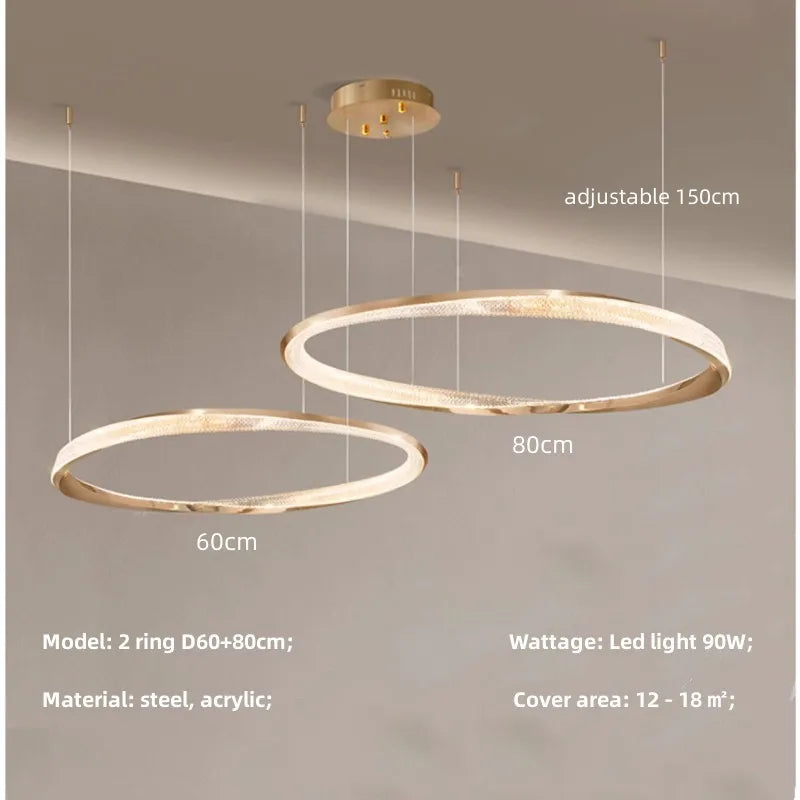 Modern Steel Dimmable LED Chandelier: Remote Control Stair Lustre Pendant Lights