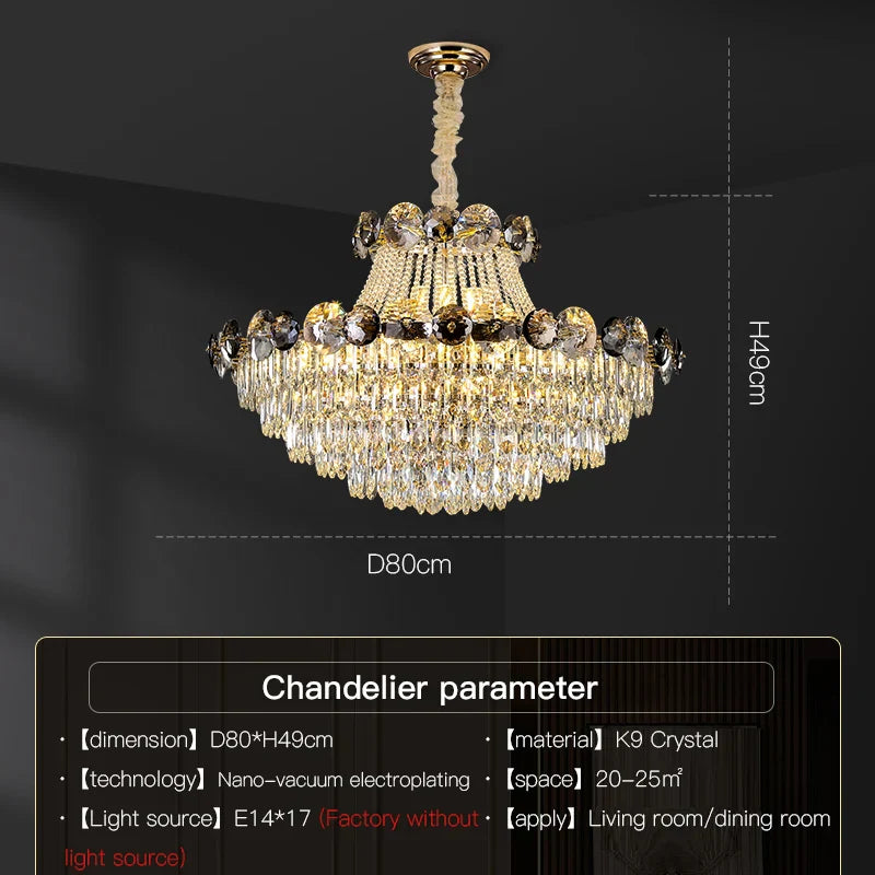 Crystal Light Luxury Chandelier for Living Room Dining Bedroom
