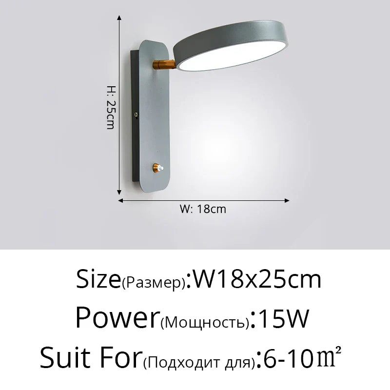 Rotatable Macaron Wall Sconce with Switch - Modern Nordic Design for Home Lighting