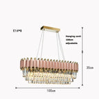 Luxury Crystal Chandelier: Black Golden LED Stainless Steel Pendant