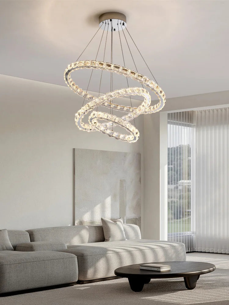 Crystal Chandelier: Modern Net Red Circle Light for Living Room, Bedroom, Restaurant