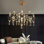 Starry Crystal Chandelier: Modern Luxury LED Firefly Ceiling Chandelier for Villa Living Room
