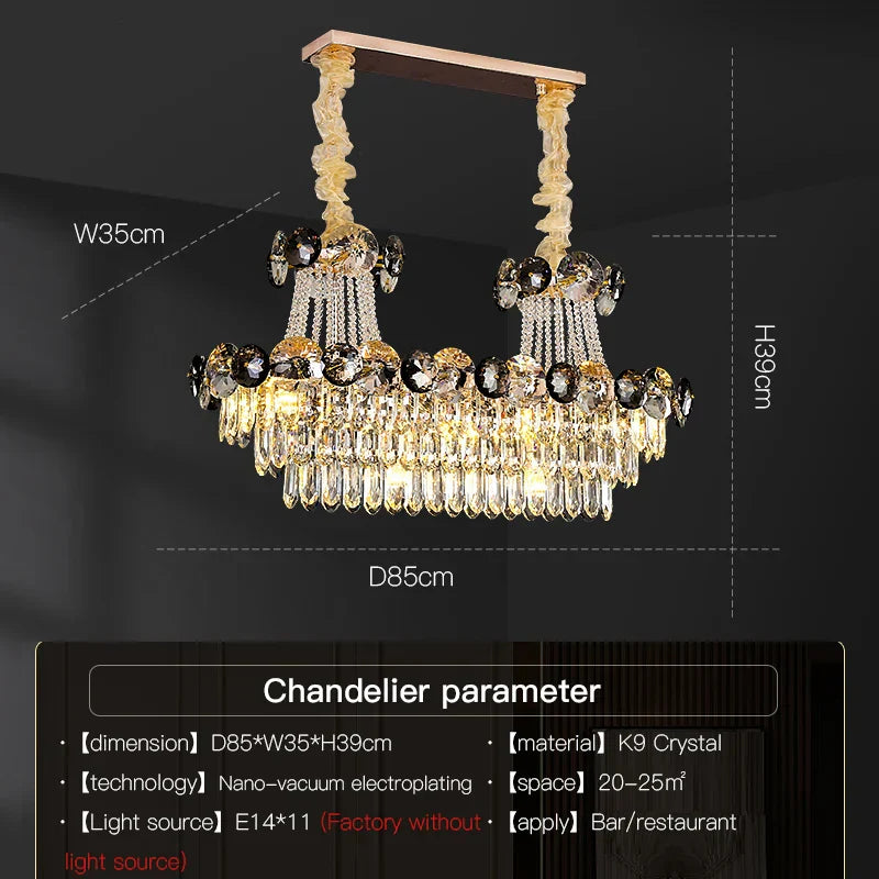 Crystal Light Luxury Chandelier for Living Room Dining Bedroom