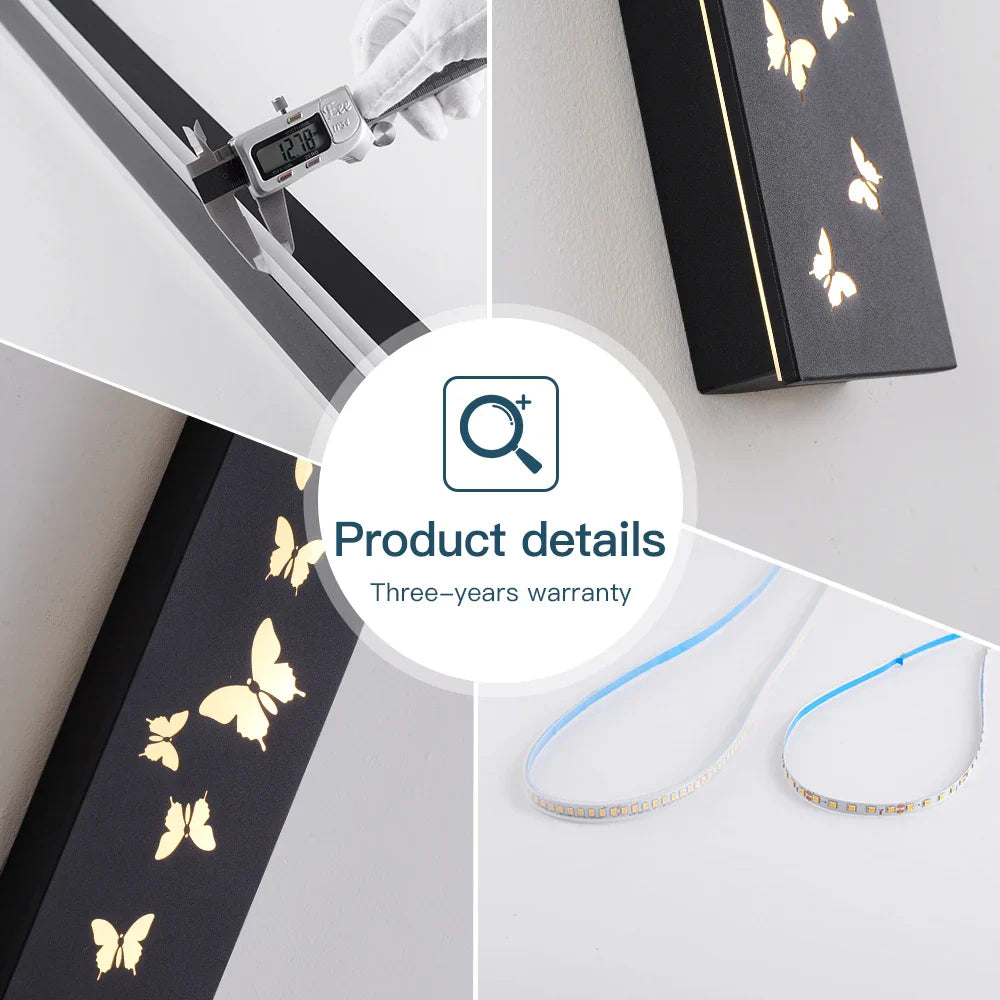 Butterfly Pattern LED Outdoor Wall Sconce Black, Garage Yard Decor Lighting