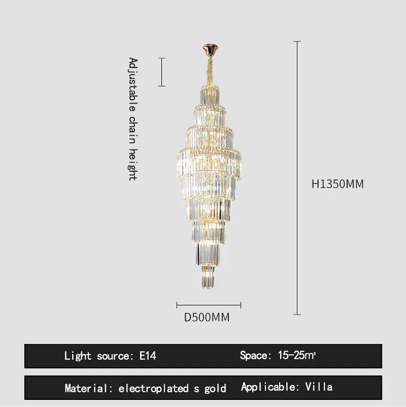 Crystal Pendant Chandelier for Hotel Lobby - Luxury Hollow Design - Nordic Villa Style