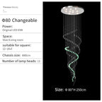 Crystal Chandelier for High Ceilings Living Room - Modern Luxury Spiral Stair Pendant Lamp