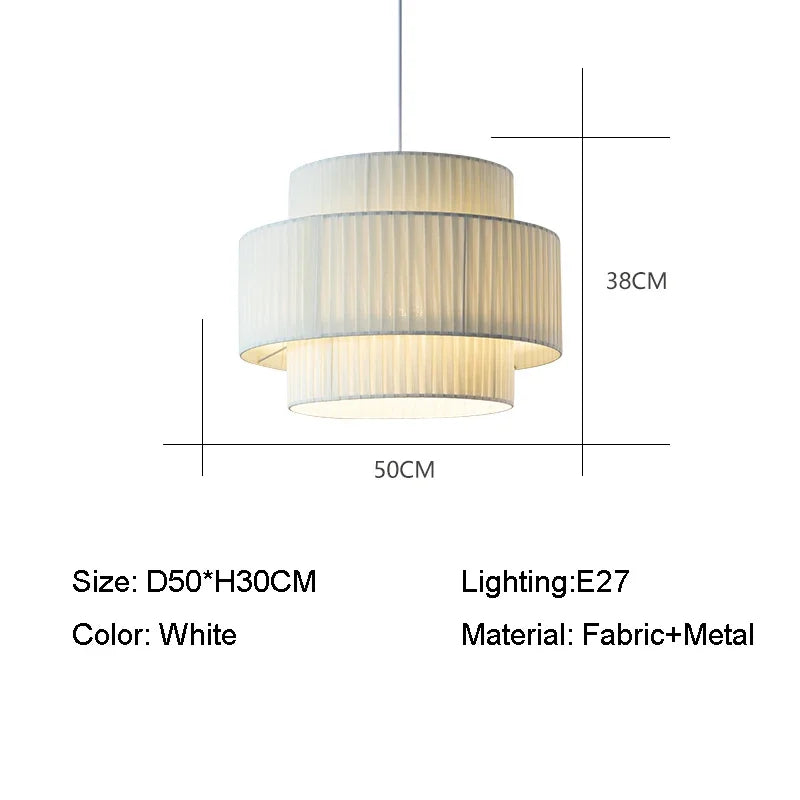 Minimalist White Fabric Pendant Lights Chandelier for Bedroom and Restaurant
