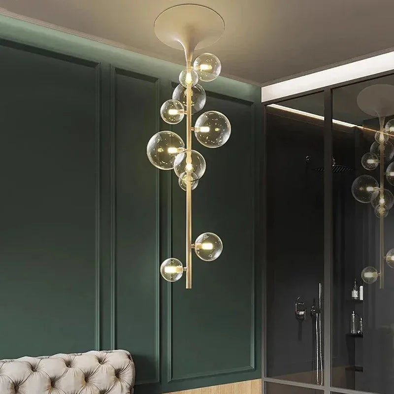 LED Bubble Chandelier Clear Glass Ball Pendant Lamp for Dining Room & Bar