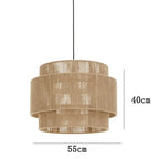 Rattan Pendant Light Handmade Hemp Rope, Japanese Design for Dining Room and Cafe