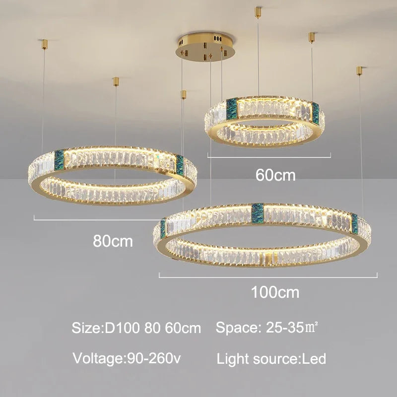Luxury Golden Crystal Round Ceiling Chandelier with Remote Control LED Light