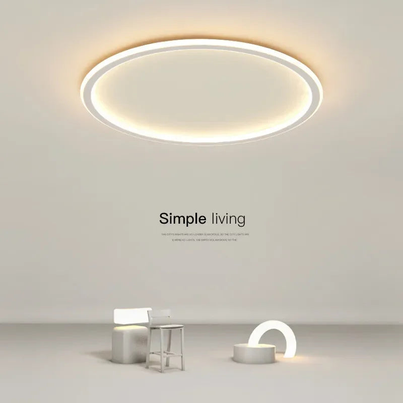 Modern Round LED Ceiling Lights Iron Mounted Dimmable Indoor Lighting