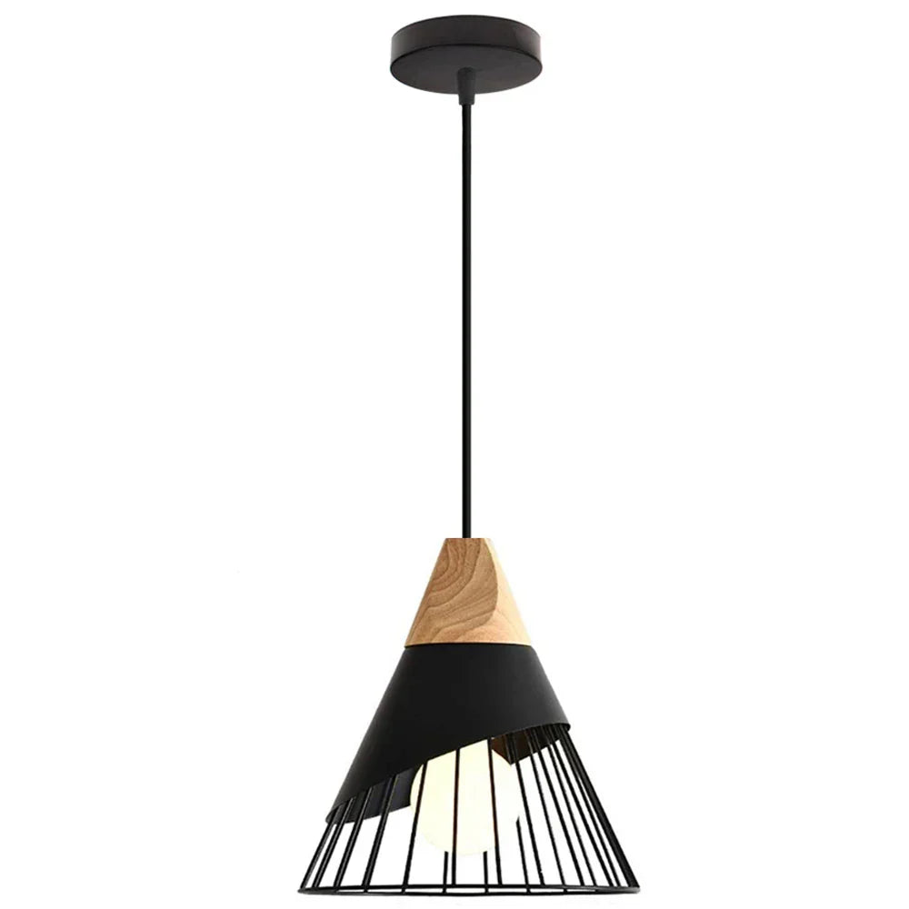 Wood Pendant Lamp: Nordic Macaron LED E27 Industrial Hanging Light for Home Decor