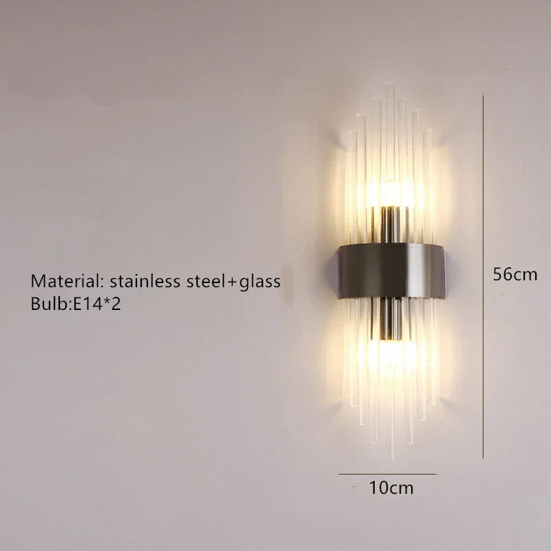 Crystal LED Wall Lamp Stainless Steel Sconces for Bedroom Dining Room