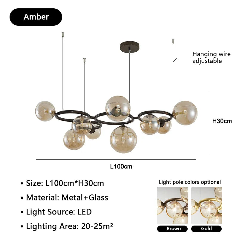 Nordic Glass Chandelier Luxury Pendant Lamps for Living Dining Bedroom