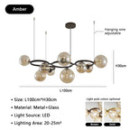 Nordic Glass Chandelier Luxury Pendant Lamps for Living Dining Bedroom