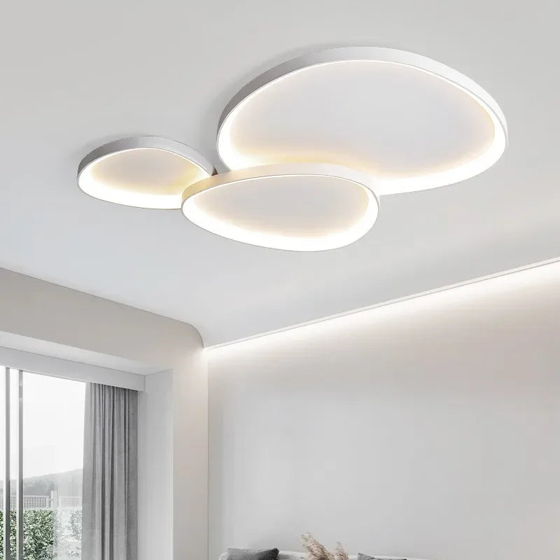 Nordic LED Ceiling Chandelier, Dimmable Black Stone Design for Living Room and Bedroom