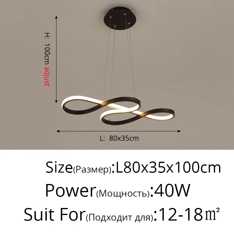 Nordic Minimalist LED Chandelier: Modern Aluminum Copper Pendant Lamp for Home Decor