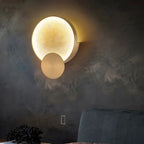 Modern Copper Round Marble Wall Lamp for Indoor Lighting in Living Room Bedroom