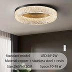 Nordic Copper Round Brass LED Ceiling Light for Living Room, Kitchen, Bedroom - Surface Mount