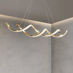 Modern Wave LED Chandelier for Luxury Dining Room and Cafe Lighting