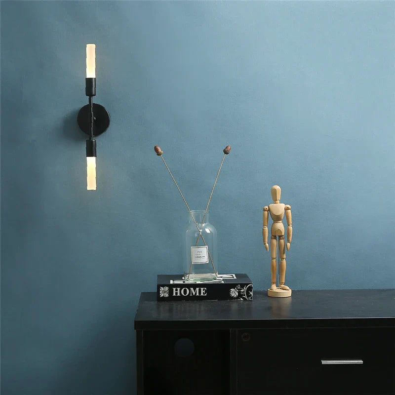 Modern Creative Glass Wall Lamps Ceiling Lighting 2-Heads Black Golden Fixture