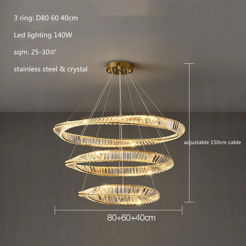 Irregular Gold Steel LED Pendant Light with Dimmable K9 Crystals