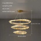 Gold Plated Steel Ring Pendant Lamp with Dimmable LED Lights and K9 Crystals
