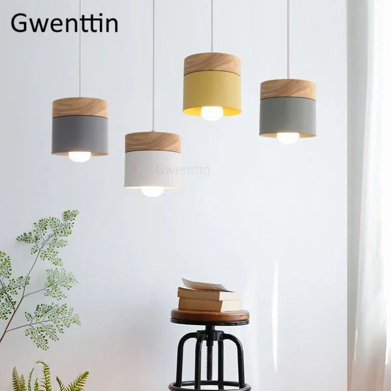 Nordic Macaron LED Pendant Light Fixtures Industrial Kitchen Luminarias