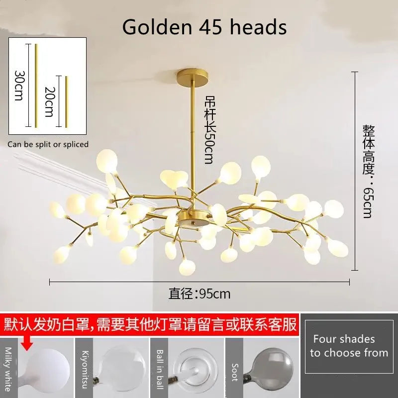 Firefly LED Chandelier: Modern Luxurious Pendant Lamp for Home Decor Lighting