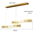 Modern Crystal Chandelier: Stainless Steel Long Strip Hanging Lamp for Kitchen and Dining
