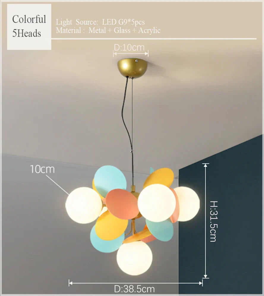 Scandinavian Chandelier: Colorful Magic Bean Tree Branch Light for Living Room