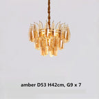 Modern Luxury Metal Amber Glass Pendant Lights Gray Chain Lighting Fixture