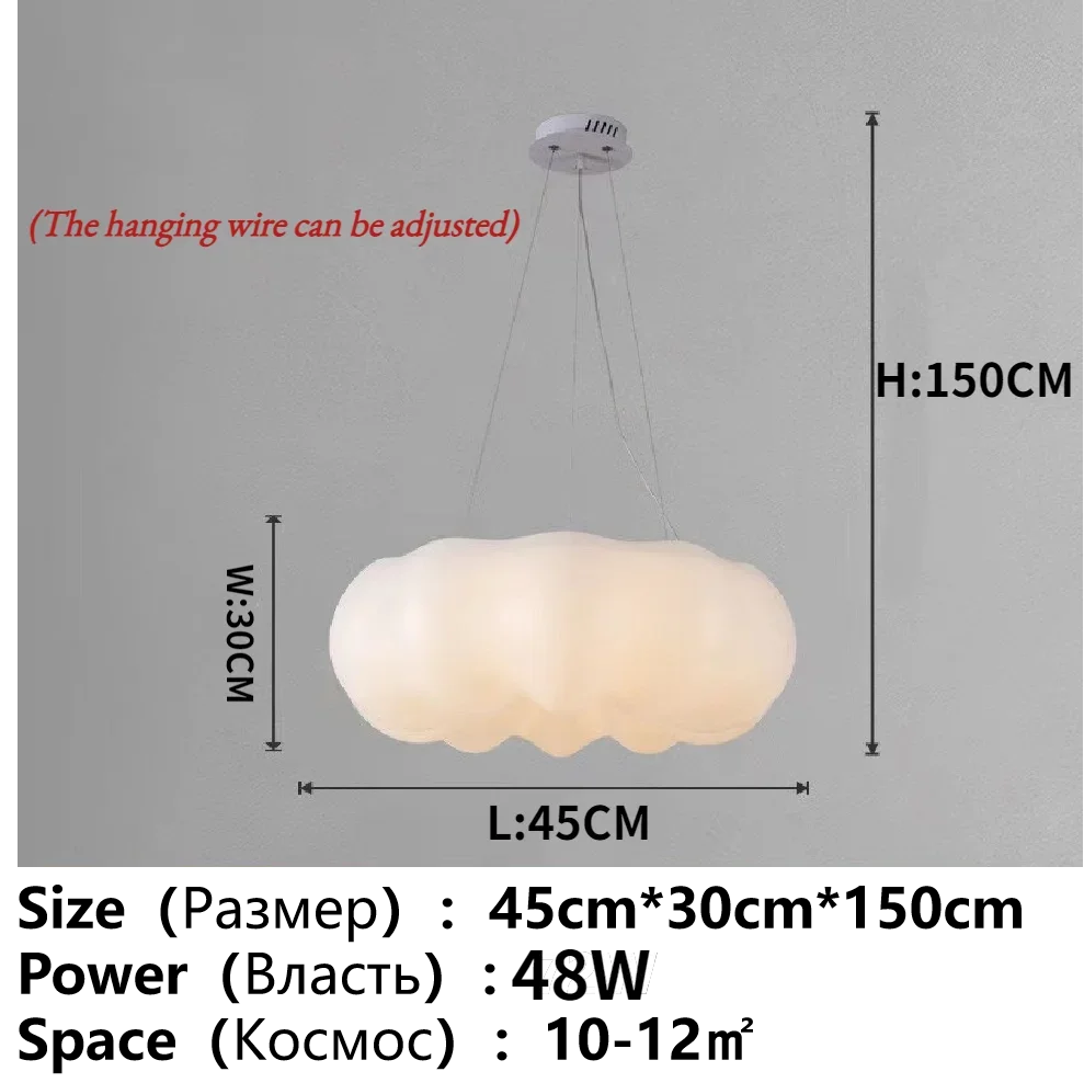 White Cloud LED Chandelier for Children's Room and Living Area