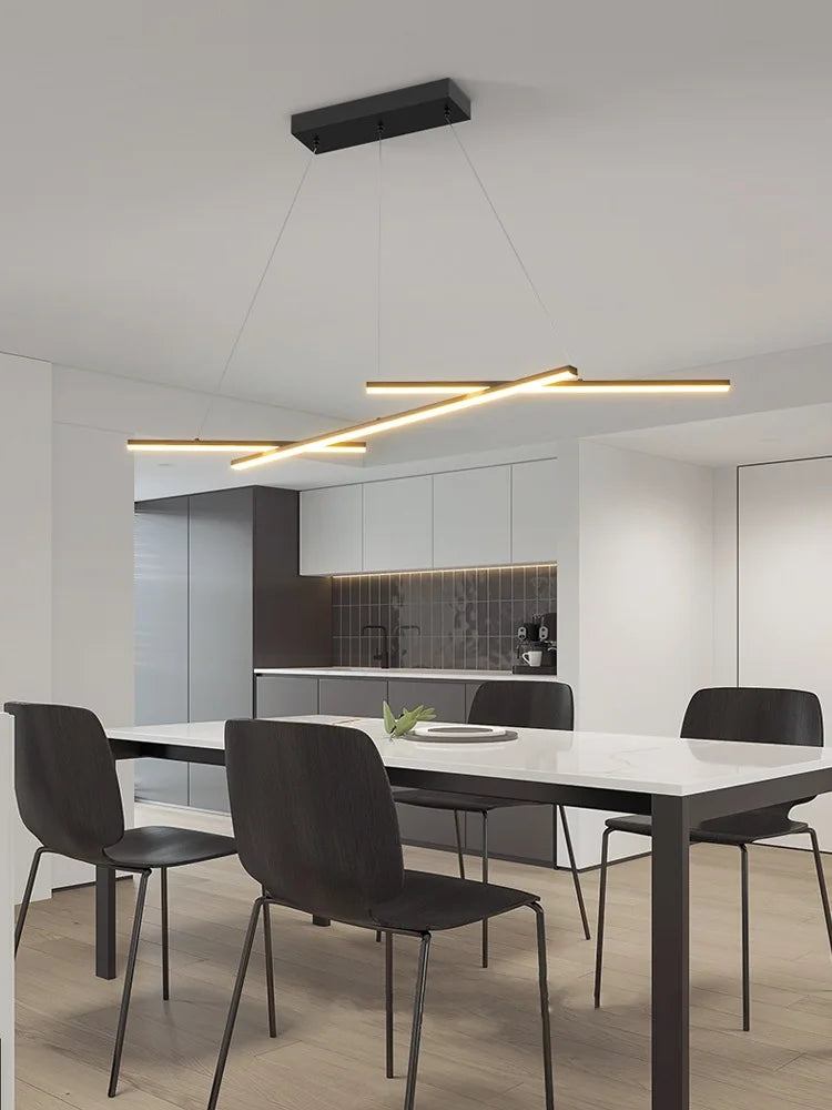 LED Strip Pendant Chandelier for Living Dining Kitchen Island, Minimalist Home Decor Fixture