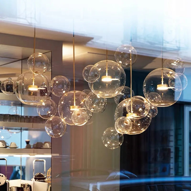 Bubble Glass LED Chandelier for Kids Room Kitchen Office Restaurant