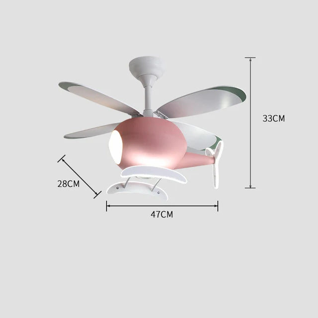 Aircraft Ceiling Fan Chandelier LED Light Remote Dimming Fixture