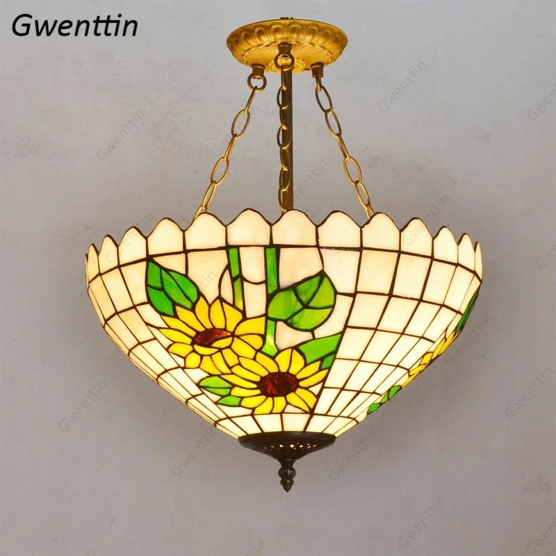 Stained Glass Tiffany Chandelier Pendant Light for Mediterranean Home Decor