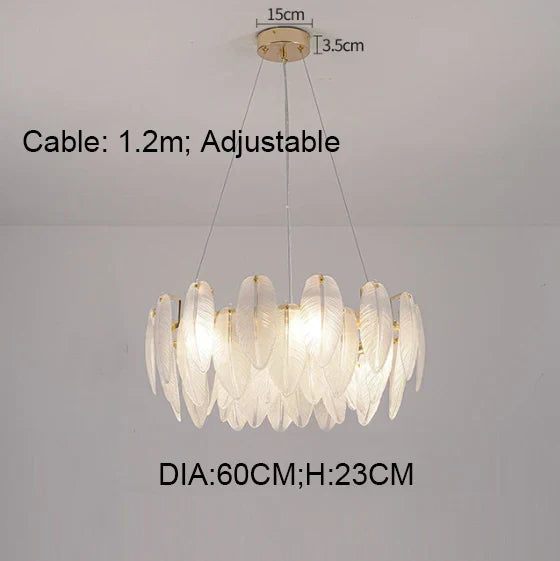 Gold Feather Chandelier LED Pendant Light for Home Decor