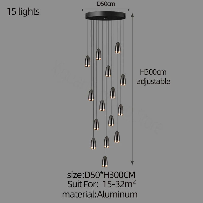 Modern LED Mini Chandelier for Penthouse Villa Kitchen Living Room & Staircase