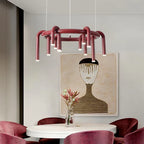 Red U-Shaped Chandelier: Modern Nordic Living Room Bedroom Lighting Fixtures