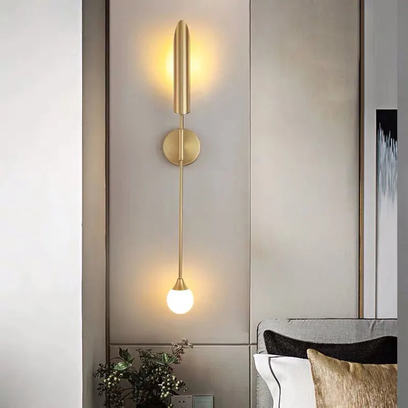 Golden Inclined Tube Wall Lamp for Modern Luxury Living Room Bedroom Décor