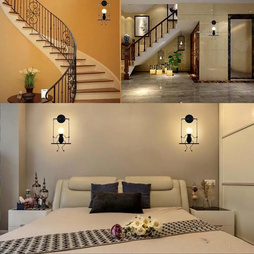 Little Man LED Wall Light: Modern, Simple, Creative Design for Children's Bedroom