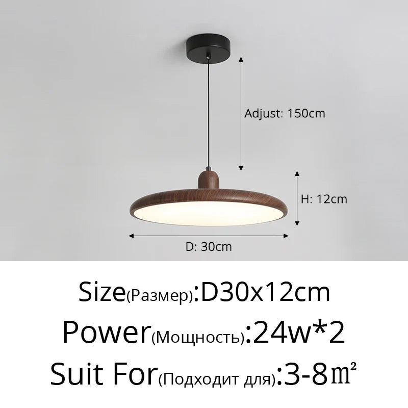 Retro Walnut Chandelier: Stylish Wood Grain Home Decor Lamp for Dining, Bedroom, Living Room