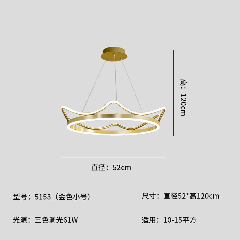 Crown Design Gold Chandelier for Living Room Kids Bedroom